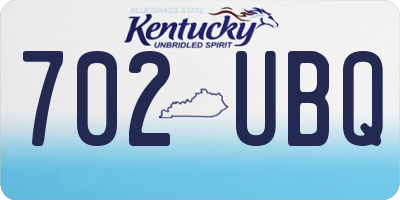 KY license plate 702UBQ