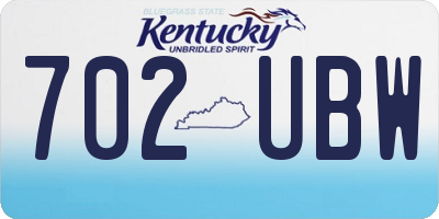 KY license plate 702UBW