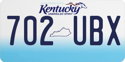 KY license plate 702UBX