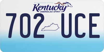 KY license plate 702UCE
