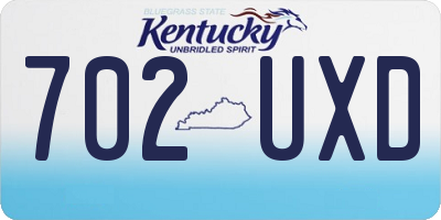 KY license plate 702UXD