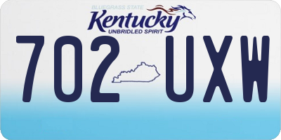 KY license plate 702UXW