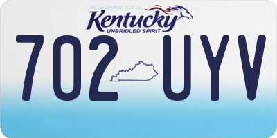 KY license plate 702UYV