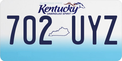 KY license plate 702UYZ