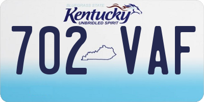KY license plate 702VAF