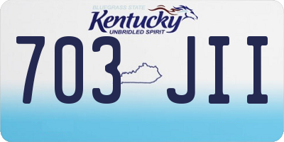 KY license plate 703JII