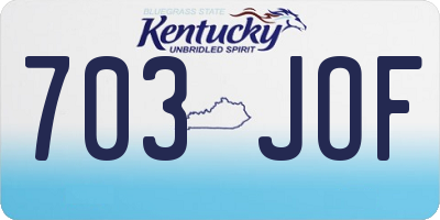 KY license plate 703JOF
