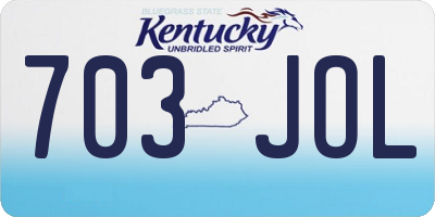 KY license plate 703JOL