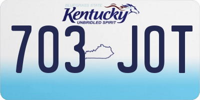 KY license plate 703JOT