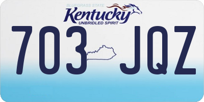 KY license plate 703JQZ