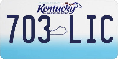 KY license plate 703LIC