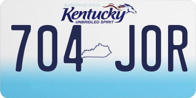 KY license plate 704JOR