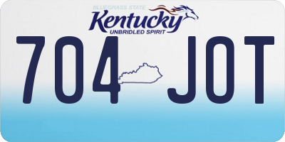KY license plate 704JOT