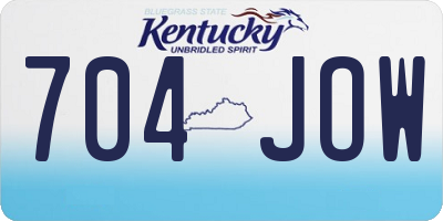 KY license plate 704JOW