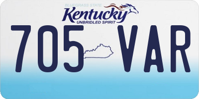 KY license plate 705VAR