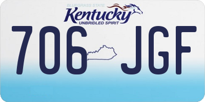 KY license plate 706JGF