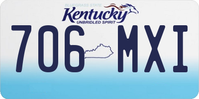 KY license plate 706MXI