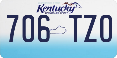 KY license plate 706TZO