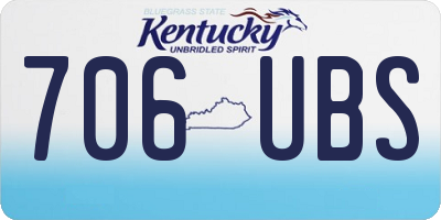 KY license plate 706UBS