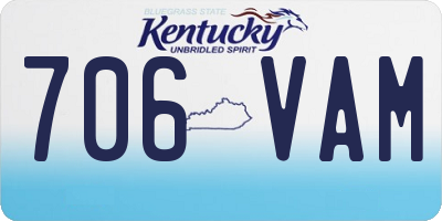 KY license plate 706VAM