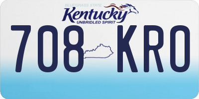 KY license plate 708KRO