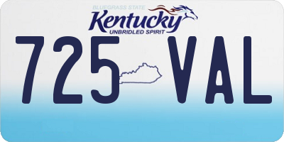 KY license plate 725VAL