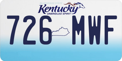KY license plate 726MWF