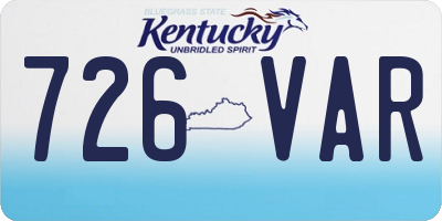 KY license plate 726VAR