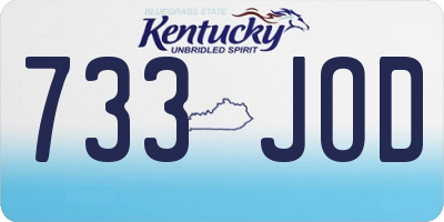 KY license plate 733JOD