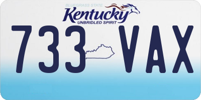 KY license plate 733VAX