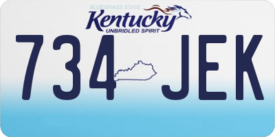 KY license plate 734JEK