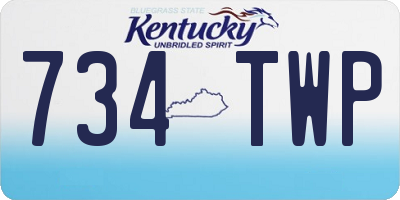 KY license plate 734TWP