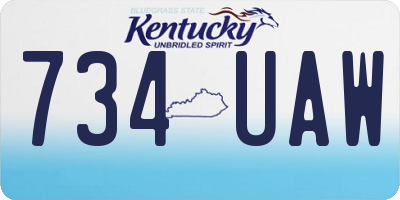 KY license plate 734UAW