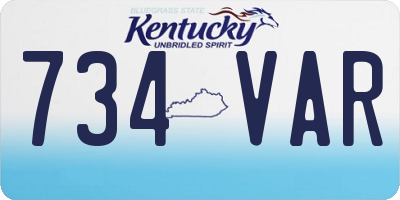 KY license plate 734VAR