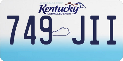 KY license plate 749JII