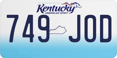 KY license plate 749JOD