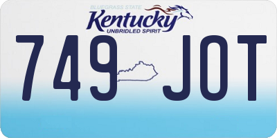 KY license plate 749JOT