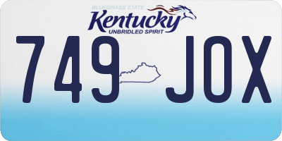 KY license plate 749JOX