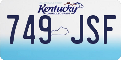 KY license plate 749JSF