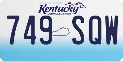 KY license plate 749SQW