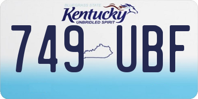 KY license plate 749UBF