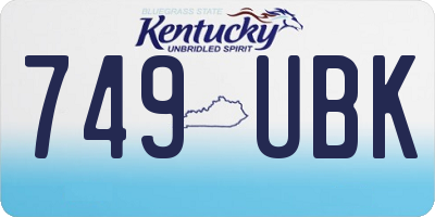 KY license plate 749UBK