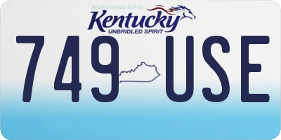 KY license plate 749USE