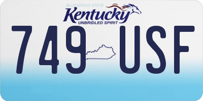 KY license plate 749USF