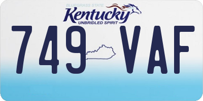 KY license plate 749VAF