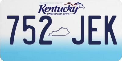 KY license plate 752JEK