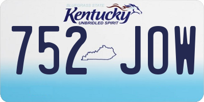 KY license plate 752JOW