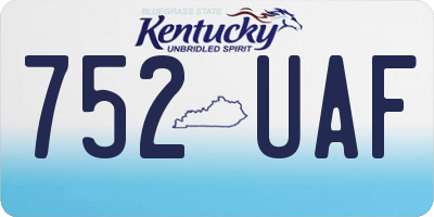 KY license plate 752UAF