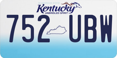 KY license plate 752UBW