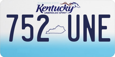 KY license plate 752UNE